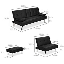 Load image into Gallery viewer, Best Choice Products Faux Leather Upholstery 3-Piece Modular Modern Living Room Sofa Sectional Furniture Set w/Convertible Single &amp; Double Seat Futon Beds, Ottoman, Reclining Backrests - Black
