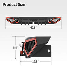 Load image into Gallery viewer, OEDRO Rear Bumper Compatible with 2018-2022 Jeep Wrangler JL &amp; Unlimited JLU (2/4 Doors), Rock Crawler Full Width Bumper with Hitch Receiver &amp; 2 x D-Rings
