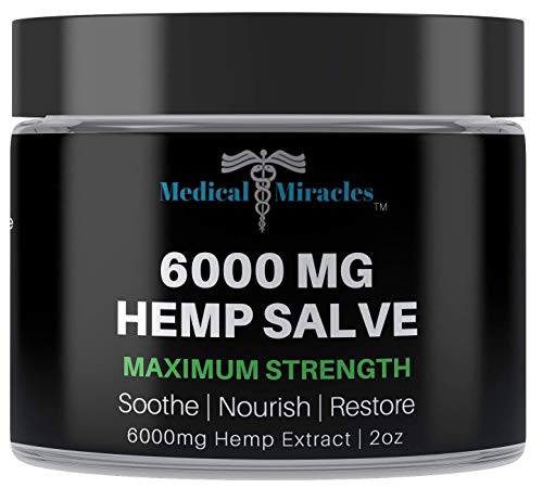 Medical Miracles Hemp 6000 Mg Maximum Strength Healing Salve | Ideal for Hips, Joints, Neck, Back, Elbows, Fingers, Hands, and Knees Made in USA