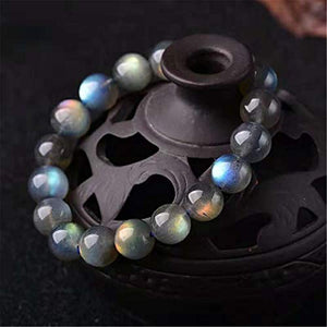 Natural Labradorite Moonstone Crystal Round Bead Bracelet 8mm AAAA