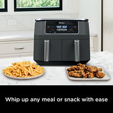Load image into Gallery viewer, Ninja DZ201 Foodi 8 Quart 6-in-1 DualZone 2-Basket Air Fryer with 2 Independent Frying Baskets, Match Cook &amp; Smart Finish to Roast, Broil, Dehydrate &amp; More for Quick, Easy Meals, Grey
