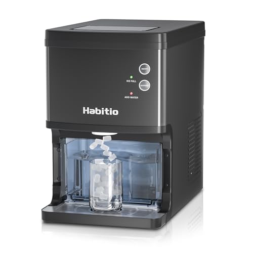 Habitio Nugget Ice Maker, Self-Dispensing Countertop Ice Maker, Pebble Ice Machine with 3L Detachable Water Tank, 33lbs Chewable Ice Cubes /24H, Electric Pellet Ice Maker with Self-Cleaning Function
