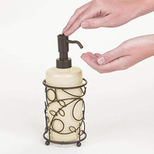 Load image into Gallery viewer, iDesign Twigz Ceramic and Metal Liquid Soap Pump and Lotion Dispenser for Kitchen, Bathroom, Sink, Vanity, 4.5&quot; x 4.5&quot; x 8.5&quot;, Vanilla and Bronze
