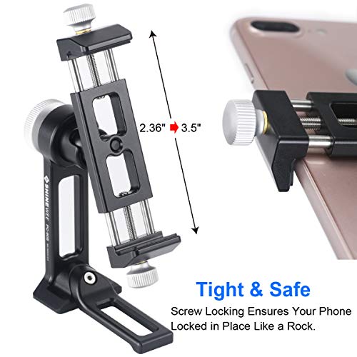 Load image into Gallery viewer, Phone Holder Adapter for Tripod, On Table iPhone Stand, Arca QR, 1/4" Screw Mount, 360 Degree Ball Head Rotate & Tilt Vertical & Horizontal, Fits iPhone 6 7 8 X 11 Pro Se Samsung Phone Clamp