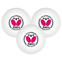 Load image into Gallery viewer, Butterfly R40+ Table Tennis Balls - 40mm White Ping Pong Ball - ITTF Certified Professional Table Tennis Ball- Poly Table Tennis Ball - 3 Pack or 12 Pack
