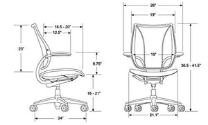 Humanscale Liberty Office Desk Task Chair - L116BN02V102-B Pinstripe Silver Backrest - Vellum Graphite Seat (Renewed)