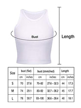 Load image into Gallery viewer, 4 Pieces Basic Crop Tank Tops Women Sleeveless Racerback Crop Tops Sport Crop Tops for Lady Girls Daily Wearing (Black, Dark Grey, Navy Blue, White, Small, Numeric_1)
