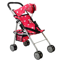 Load image into Gallery viewer, The New York Doll Collection My First Doll Stroller with Basket &amp; Heart Design Foldable Doll Stroller, Pink
