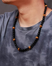 Load image into Gallery viewer, Jewever Starry Sky Tiger Eye/Black obsidian Crystal Necklaces Energy Reiki Healing Gemstone Natural Stone Jewelry for Women Mens Necklace Jewelry Strand
