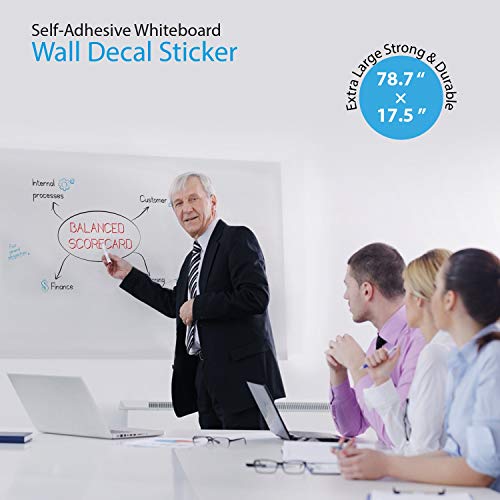 Load image into Gallery viewer, Extra Large Whiteboard Decal Sticker, Self-Adhesive Paper Message Board (6.5 FEET) Peel and Stick Wallpaper with 4 Dry Erase Markers, Size 17.7” X 78.7”