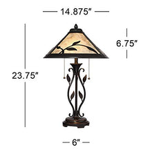 Load image into Gallery viewer, Feuille Rustic Table Lamp Metal Openwork Leaf Accents Mica Shade for Living Room Family Bedroom Bedside Nightstand - Franklin Iron Works
