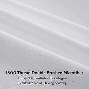 COHOME California King Bed Sheets Set 4 Piece, Microfiber 1800 Thread Count Luxury Egyptian Sheets -Stain Wrinkle Fade Resistant, Hypoallergenic 16 inch Deep Pocket Bedding Set (White)