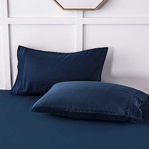 LIANLAM King 6 Piece Bed Sheets Set - Super Soft Brushed Microfiber 1800 Thread Count - Breathable Luxury Egyptian Sheets Deep Pocket - Wrinkle and Hypoallergenic(King, Navy Blue)