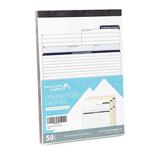 Load image into Gallery viewer, Blue Summit Supplies Contractors Invoice Book, 3 Part Carbonless Forms with White, Yellow, and Pink Copies, Work Order Receipt Book with Blank Invoice Sheets, 8-3/8 x 11-5/8 inch, 50 Pack
