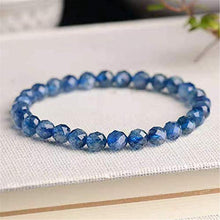 Load image into Gallery viewer, 6mm Genuine Natural Blue Kyanite Gemstone Crystal Faced Bead Stretch Round Bead Bracelet
