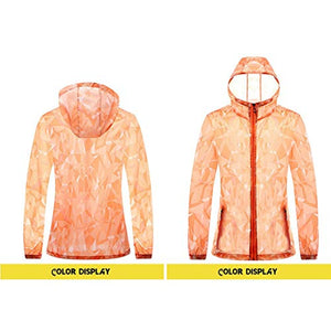 Sun Hoodie Couple Sunscreen UV Sun Protection Hooded Outdoor Sunscreen Quick Dry Long Sleeves Fishing Shirts (XXXL, Orange)