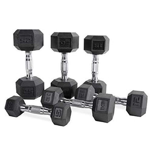 CAP Barbell Set of 2 Hex Rubber Dumbbell with Metal Handles, Pair of 2 Heavy Dumbbells Choose Weight (5lb, 8lb, 10lb, 15lb, 20 Lb, 25lb, 30lb, 35lb, 40lb, 50lb) (25lb x 2)
