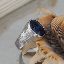 Load image into Gallery viewer, Bold Collection By Omer Large Lapis Men&#39;s Ring Handmade 925 Sterling Silver
