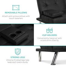 Load image into Gallery viewer, Best Choice Products Faux Leather Upholstery 3-Piece Modular Modern Living Room Sofa Sectional Furniture Set w/Convertible Single &amp; Double Seat Futon Beds, Ottoman, Reclining Backrests - Black
