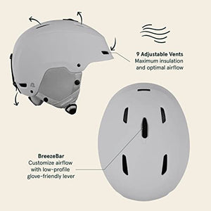 Retrospec Zephyr Ski & Snowboard Helmet for Adults - Adjustable with 9 Vents - ABS Shell & EPS Foam - Matte Slate - Large 59-62cm