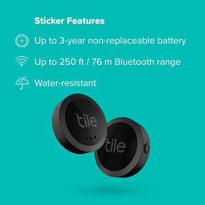 Tile Sticker (2022) 2-Pack. Small Bluetooth Tracker, Remote Finder and Item Locator, Pets and More; Up to 250 ft. Range. Water-Resistant. Phone Finder. iOS and Android Compatible.