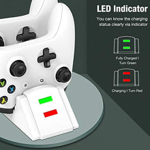 Load image into Gallery viewer, Controller Charger for Xbox one, Controller Charging Station Compatible with Xbox One/One X/One S/One Elite, Dual Charging Dock with 2 x 1200mAh Rechargeable Battery Packs-White
