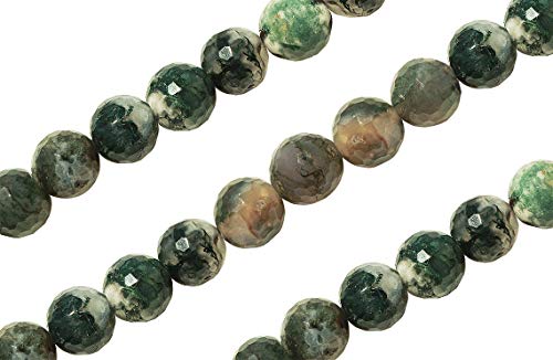 15 1/2 in Strand 8 mm Moss Agate Round Faceted Gemstone Beads