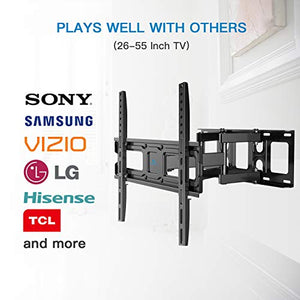 TV Wall Mount Bracket Full Motion Dual Swivel Articulating Arms Extension Tilt Rotation, Fits Most 26-55 Inch LED, LCD, OLED Flat&Curved TVs, Max VESA 400x400mm and Holds up to 99lbs by Pipishell