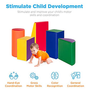 Best Choice Products 5-Piece Kids Climb & Crawl Soft Foam Block Activity Play Structures for Child Development, Color Coordination, Motor Skills