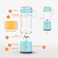 Load image into Gallery viewer, Portable Blender, Personal Size Blender Smoothies and Shakes, Mini Blender 4000mAh USB Rechargeable with Six Blades, Handheld Blender Sports,Travel,Gym (Blue)
