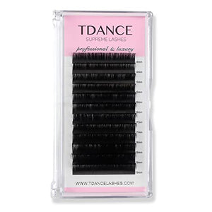 TDANCE Premium D Curl 0.18mm Thickness Semi Permanent Individual Eyelash Extensions Silk Classic Lashes Professional Salon Use Mixed 14-19mm Length In One Tray (D-0.18,14-19mm)