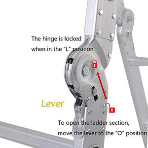 LUISLADDERS Folding Ladder Multi-Purpose Aluminium Extension 7 in 1 Step Heavy Duty Combination EN 131 Standard (12.5 Feet)