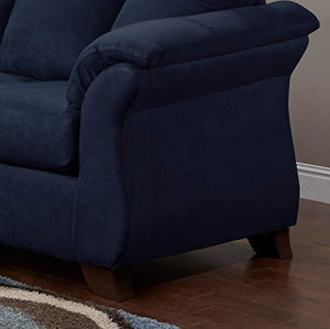 Roundhill Furniture Aruca Navy Blue Microfiber Pillow Back Sofas,