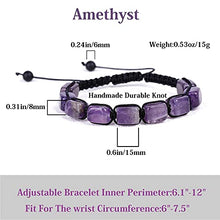 Load image into Gallery viewer, HESHPAWS 2 Pack Genuine Amethyst Adjustable Bracelets for Women Men,Crystal Healing Stones Bracelets,Supernatural Reiki Stones Bead Bracelets, Natural Stone Braided Bracelets (Amethyst)
