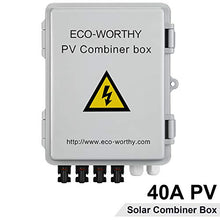 Load image into Gallery viewer, ECO-WORTHY 4 String PV Combiner Box with Lightning Arreste, 10A Rated Current Fuse and Circuit Breakers for On/Off Grid Solar Panel System
