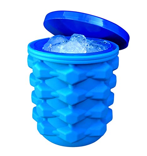 The Ultimate Ice Cube Maker Silicone Bucket with Lid Makes Small Size Nugget Ice Chips for Soft Drinks, Cocktail Ice, Wine On Ice, Crushed Ice Maker Cylinder Ice Trays, Ice Cup Maker Mold, Ice Holder