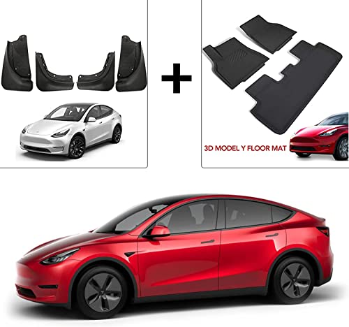 Basenor Tesla Model Y Mud Flaps and Tesla Model Y Floor Mats