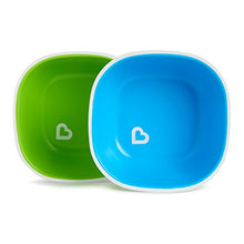 Load image into Gallery viewer, Munchkin Splash 4 Piece Toddler Divided Plate and Bowl Dining Set, Blue/Green
