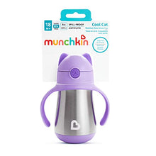 Load image into Gallery viewer, Munchkin Cool Cat Stainless Steel Straw Cup, 8 Ounce, Purple
