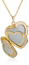 Load image into Gallery viewer, 14k Yellow Gold-Filled Engraved Four-Picture Heart Locket Necklace, 20&quot;
