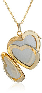 14k Yellow Gold-Filled Engraved Four-Picture Heart Locket Necklace, 20"