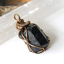 Load image into Gallery viewer, Raw Genuine Black Tourmaline Crystal Pendant Necklace For Men Women - Crystal Gemstone 24 Inch Antique Bronze - October Birthstone - Unisex Hypoallergenic Jewelry

