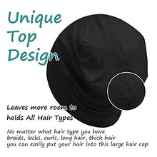Load image into Gallery viewer, Satin Lined Sleep Cap Bonnet for Curly Hair and Braids, Stay On All Night Hair Wrap with Adjustable Strap for Women and Men, Black, Pack of 1
