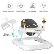 Load image into Gallery viewer, BABY JOY Baby Walker, Foldable Activity Walker Helper with Adjustable Height, Baby Activity Walker with High Back Padded Seat &amp; Bear Toys, Gray

