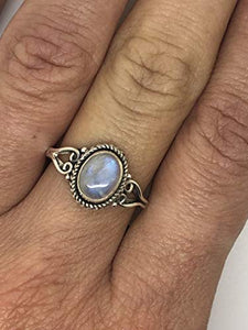 Koral Jewelry Moonstone Small Ethnic Ring 925 Sterling Silver Tribal Gipsy Boho US Size 6 7 8 (6)