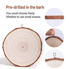 Load image into Gallery viewer, Natural Wood Slices 10Pcs 3.5-4.0 in Unfinished Wood Kit with Screw Eye Rings, Complete Wood Coaster, Wooden Circles for Crafts Wood Christmas Ornaments Wedding DIY Crafts
