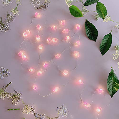 TAMOYO Amethyst String Lights, Natural Crystal LED String Lights 10FT 30LEDs for Summer Decoration, Valentine's Day, Wedding, Birthday Party, Bedroom Decoration