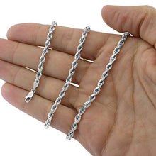 Load image into Gallery viewer, Men's 14k White Gold Solid 5mm Diamond Cut Rope Chain Pendant Necklace, 20"- 30"

