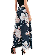 Load image into Gallery viewer, BerryGo Women's Boho High Waist Wide Leg Pants Floral Print Summer Beach Pants Navy Blue,M
