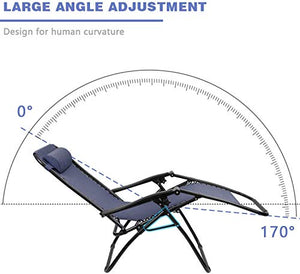 Homall Zero Gravity Chair Patio Folding Lawn Lounge Chairs Outdoor Lounge Gravity Chair Camp Reclining Lounge Chair with Cup Holder Pillows for Poolside Backyard and Beach Set of 2 (Blue)